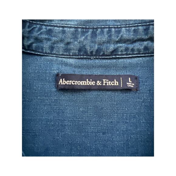 Abercrombie & Fitch Shirt Dress Womens Large Blue Chambray Lightweight Casual - Picture 3 of 10